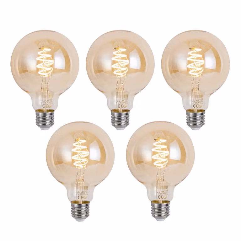 LUUMR Set van 5 Smart LED Globe Lampen E27 Amber Transparant Zigbee Dimbare Warm Wit 4.9W 320 lm