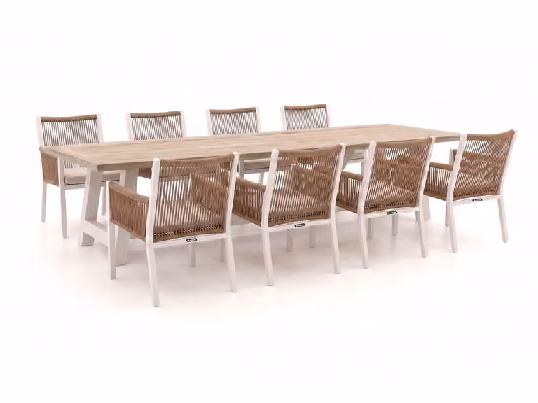 Manifesto Furniture Diningset Manifesto - 9-delige tuinset van bruin teakhout voor 8 personen