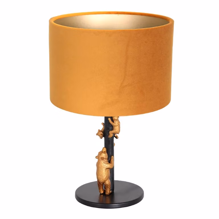 Steinhauer Animaux Design Tafellamp met Textiel en Metaal - Goud/Messing/Zwart/Oranje/Geel