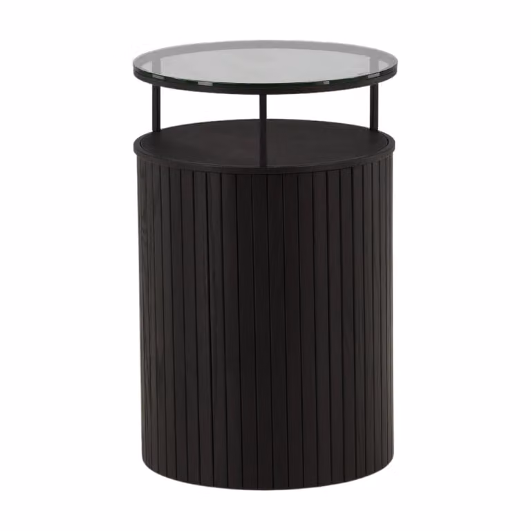 Luma Nest of Nora Ronde glazen bijzettafel - Zwart - Ø37 cm