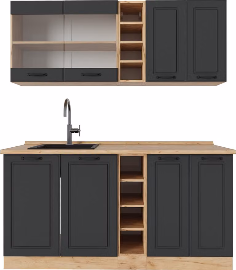 Vicco R-Line Keukencombinatie Antraciet en Gouden Eik, 160 cm