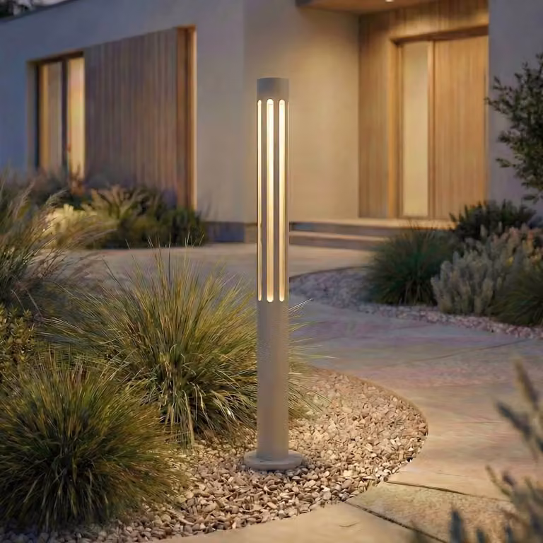 Lindby Fjorya LED tuinpadverlichting, grijs, Hoogte: 60 cm, Modern aluminium design, IP65