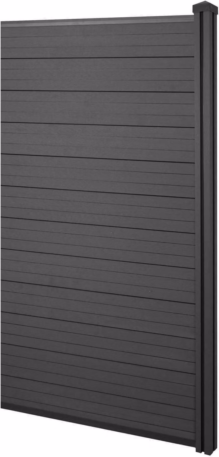Mendler WPC-schuttingpaneel Sarthe windscherm met WPC-paal verlengstuk smal antraciet 0,98 meter