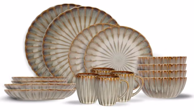 Cosy & Trendy Astera Pearl serviesset voor 4 personen met dinerborden, ontbijtborden, kommen en bekers