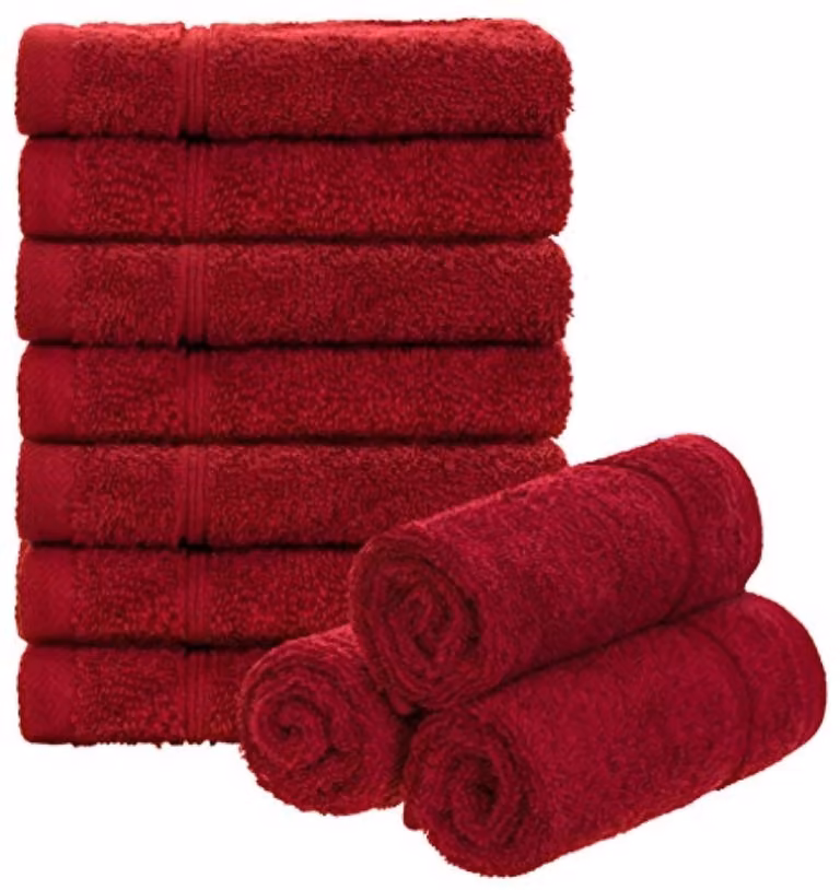 PromoHome set van 10 rode gastendoeken van katoen, 30 x 50 cm, 450 g/m² met ophanger