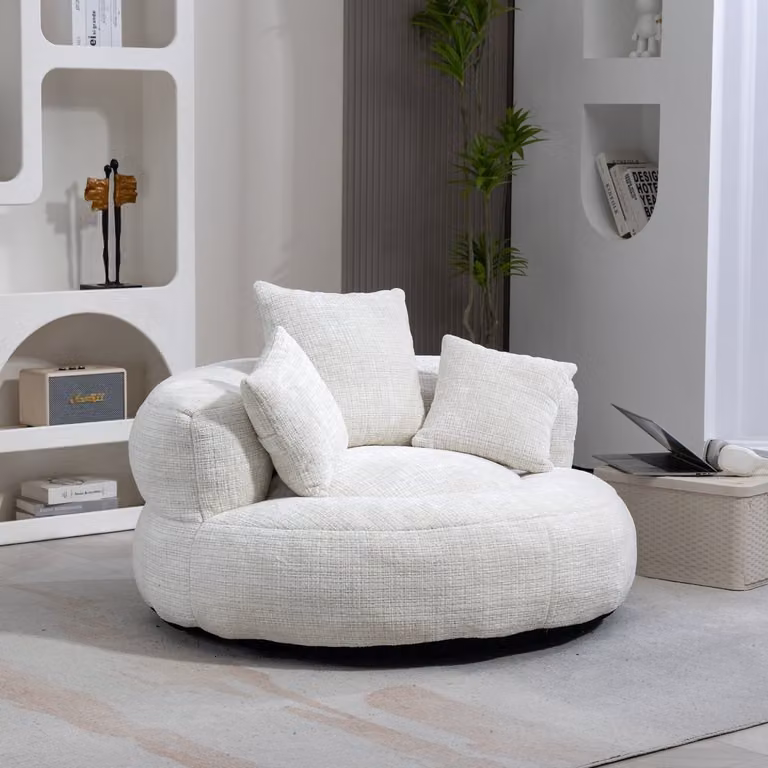 HAUSS SPOLE Fauteuil - Lounge en Gaming Stoel met Armleuningen en Hoge Rugleuning - Chenille Beige