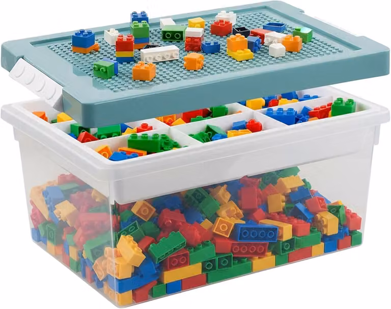 Stapelbare plastic opbergbakken met deksel voor Lego en speelgoed, organizer voor kinderen