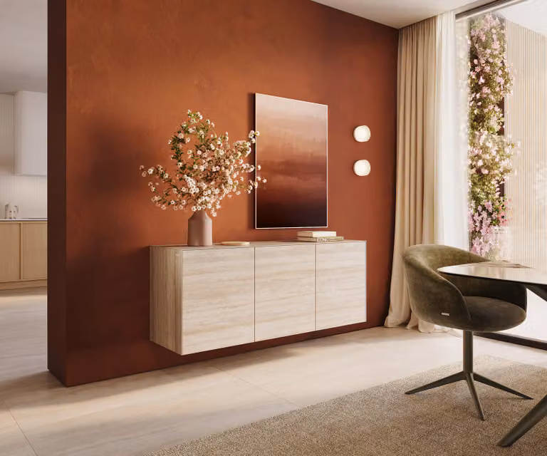 DELIFE Dressoir Cuor 150 cm Keramiek Laminam Travertino Bianco Crème-wit Zwevend