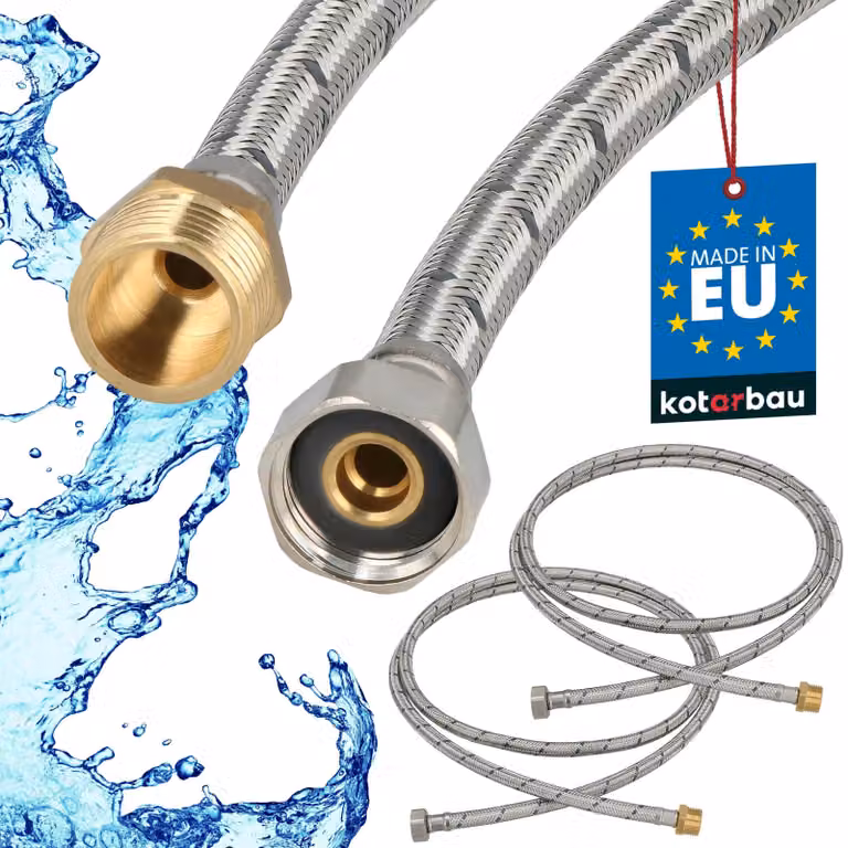 KOTARBAU 2 stuks Flexibele Sanitaire Aansluitslang 1/2" x 1/2" Buitendraad x Binnendraad Roestvrijstaal 200 cm