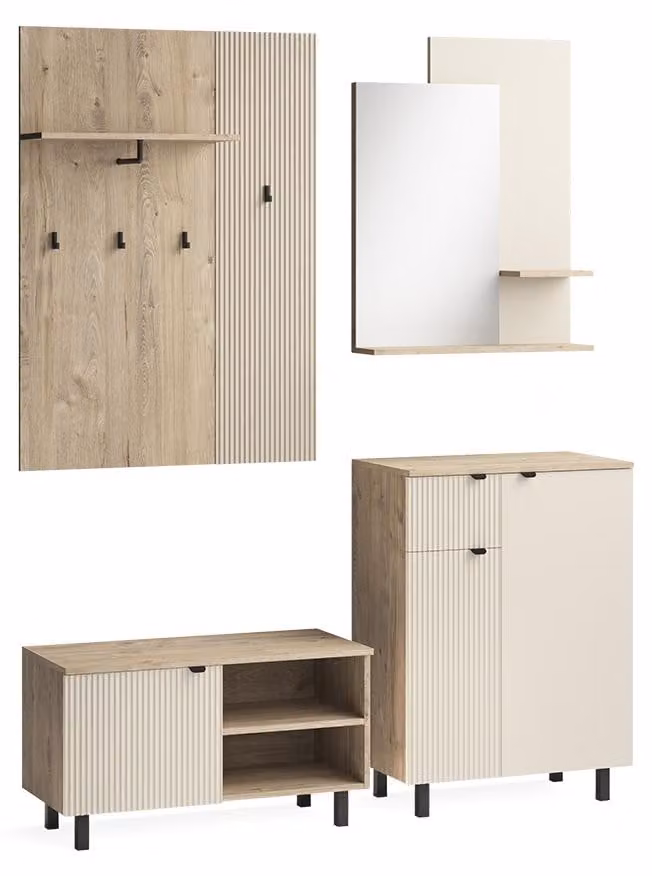 Vicco Puerto Garderobe 4-delige set Eiken/Kasjmier Model 67649