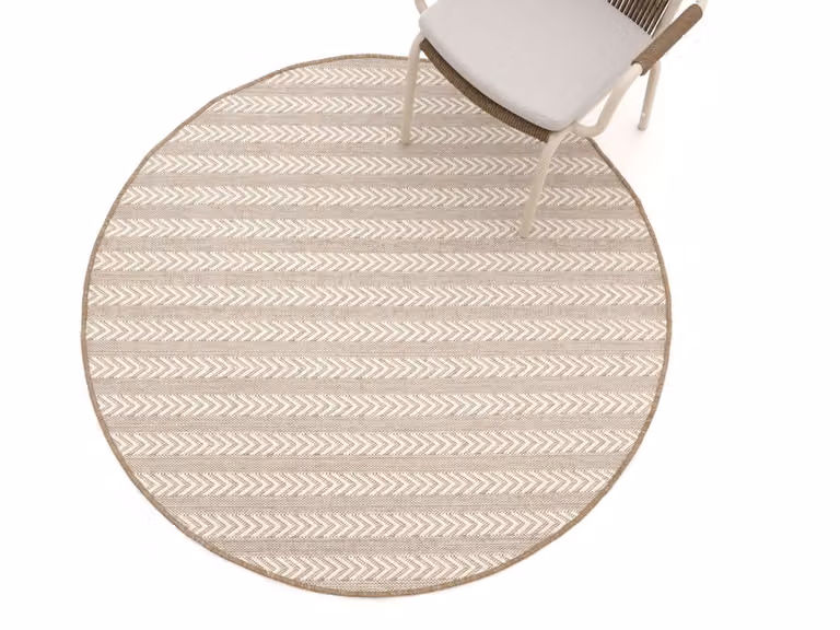 Rond Buitenkleed Kees Smit Tuinmeubelen Wit met Herringbone Patroon
