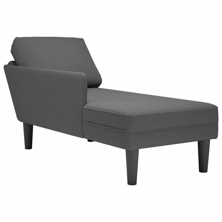 vidaXL Chaise longue met kussens van donkergrijze corduroy stof