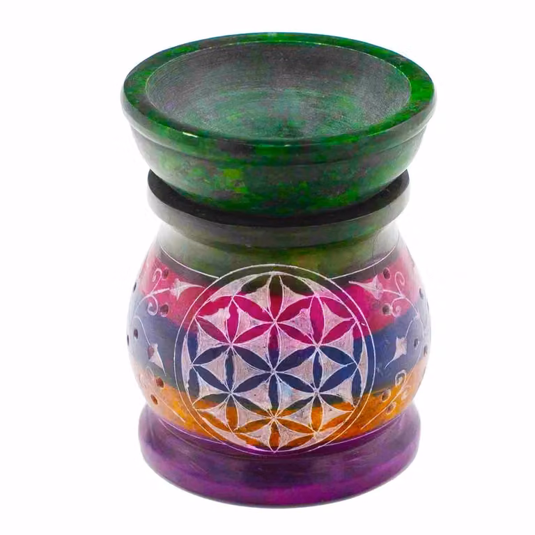 Ancient Wisdom Zeepsteen oliebrander Bloem des Levens 10 cm - Vijf kleuren