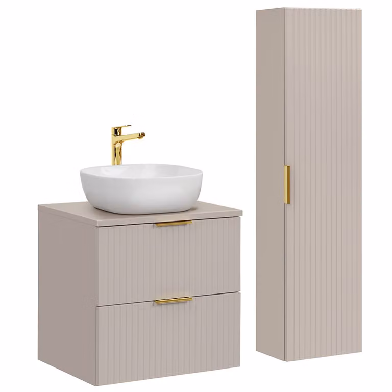 Lomadox Badkamermeubelset met 60cm wastafel, 2-delig, Kasjmier, ADELAIDE-56-CASHMERE