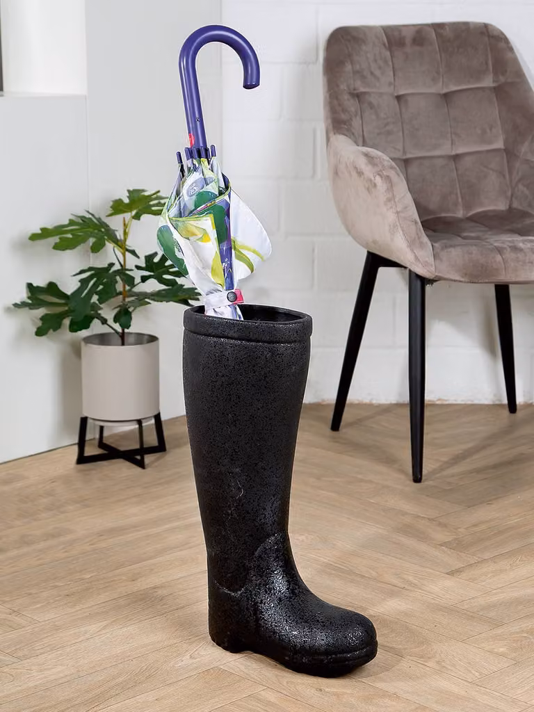 home24 Paraplubak Laars zwart keramiek B: 27 cm, D: 46 cm, H: 13 cm