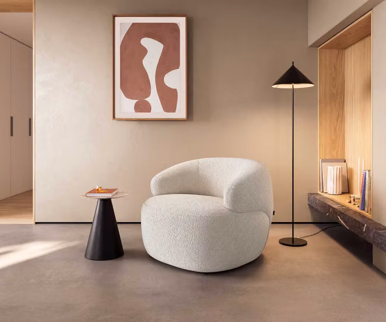 DELIFE Loungestoel Nova Bouclé Crème-wit 88 x 88 x 88 cm