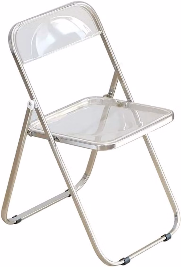 Transparante Klapstoel met Acryl Zitting - Vouwstoel voor Gasten - B/D/H: 46 x 47 x 71 cm