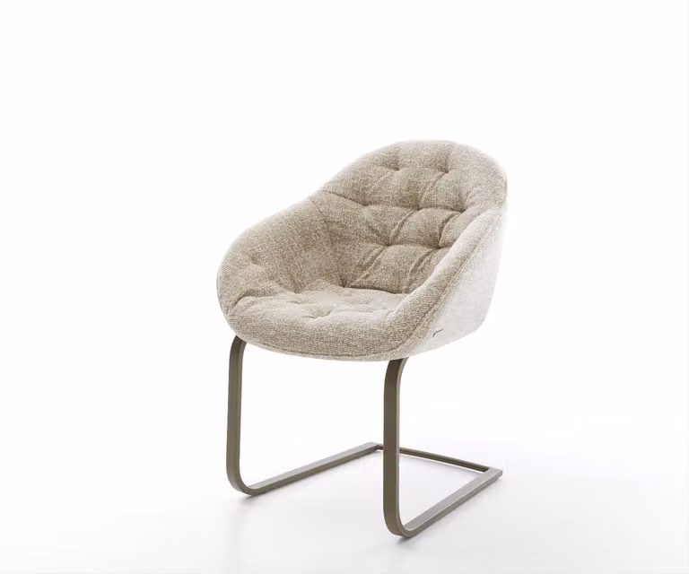 DELIFE Sledestoel Gaio-Flex met armleuningen en titanium geweven stof in beige