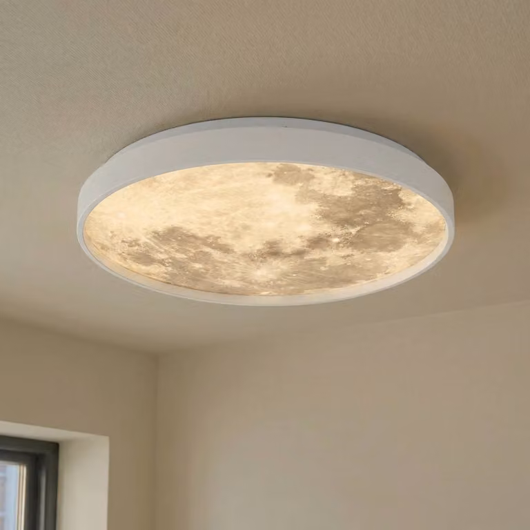 Lindby Lune LED Plafondlamp - Wit/Grijs - Modern - Rond