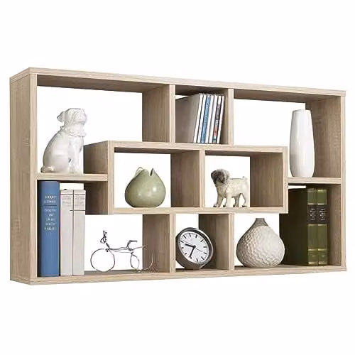 FMD Möbel Wandrek in eikenhout, bruin/beige, B: 87 cm, D: 48 cm, H: 16 cm