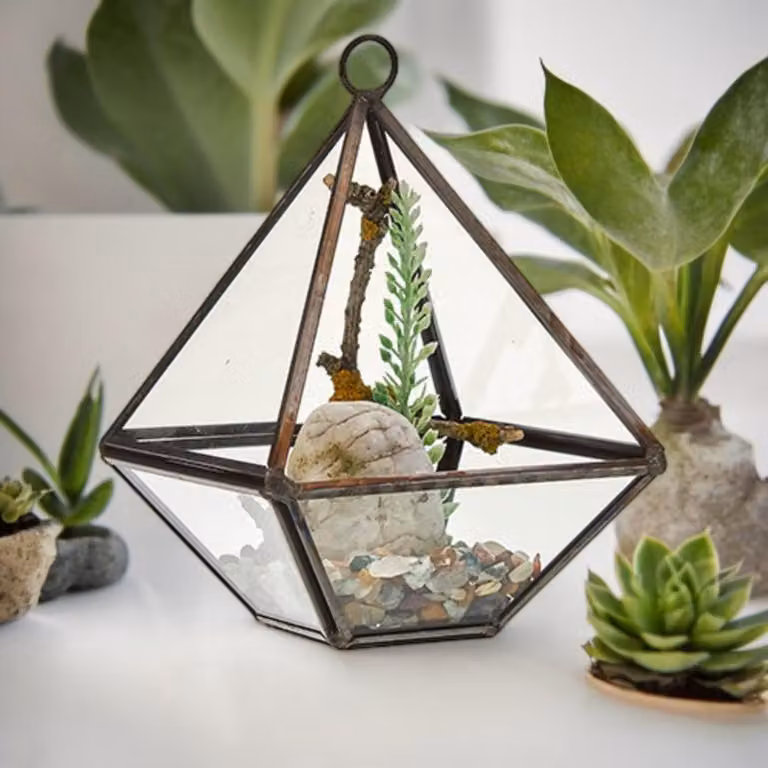 Ancient Wisdom hangend glazen terrarium Klein diamantje