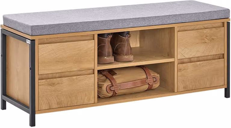 SoBuy FSR149-N Schoenenbank van houtcomposiet met 2 planken en lades