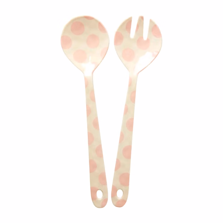 RICE saladebestek melamine 2-delig Pink dots