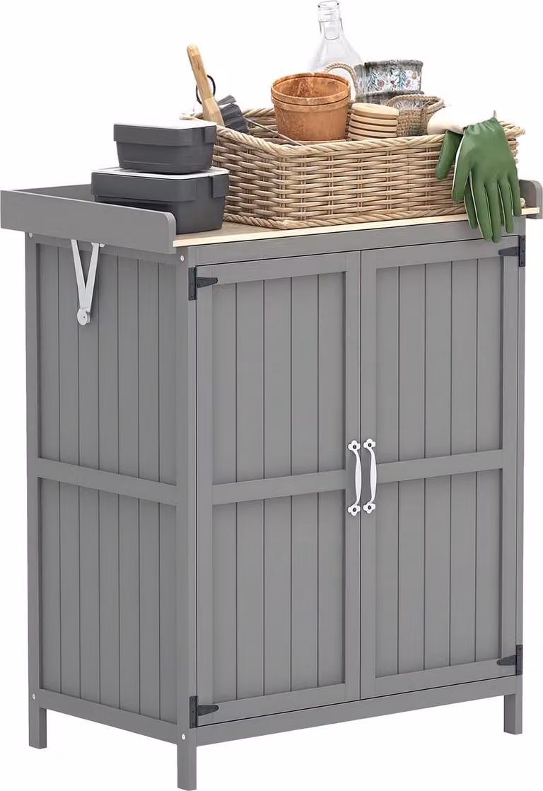 Outsunny weerbestendige houten tuinkast voor gereedschap, B/D/H: 74 x 43 x 88 cm
