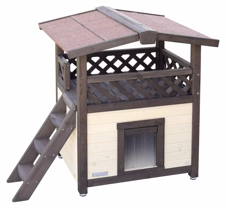 Kerbl Deluxe Buiten Houten Voerbak Bruin Rood Geel B/D/H: 88 x 57 x 77 cm