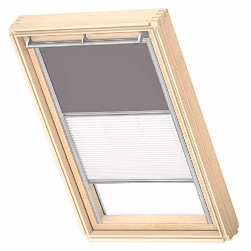 VELUX Verduisterend Rolgordijn Plissé, Grijs met grijze geleiders, P04 Grijs