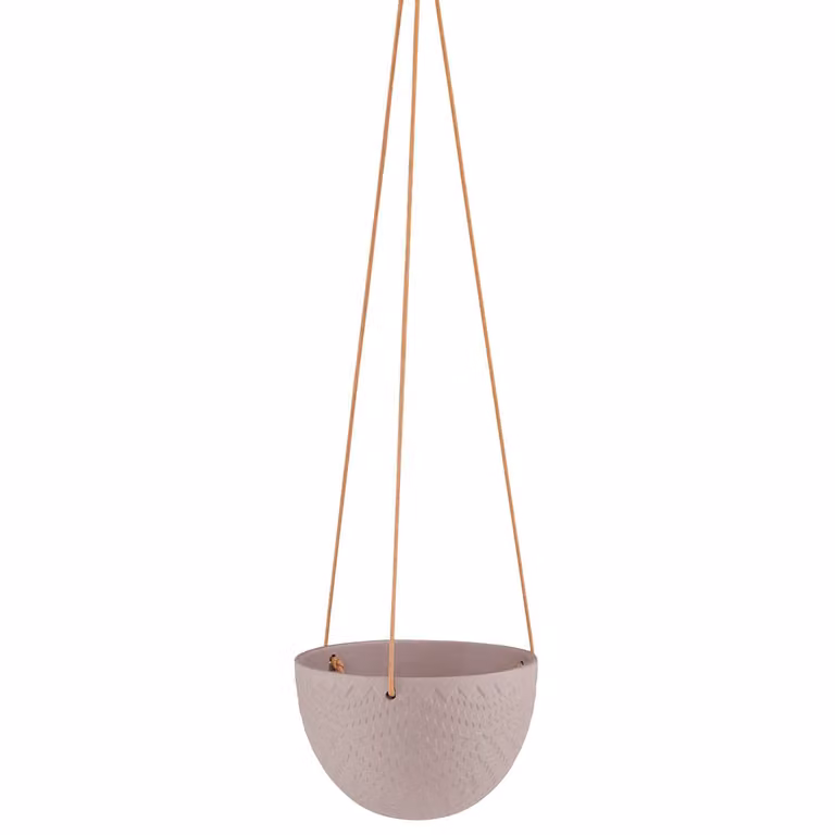 home24 Bloempot Okai Hangend, Rond, Keramiek, Bruin/Lichtbruin, B/D/H: 15 x 10 x 15 cm
