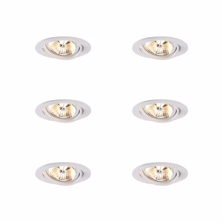 Set van 6 Qazqa Moderne inbouwspots wit kantelbaar AR70 rond