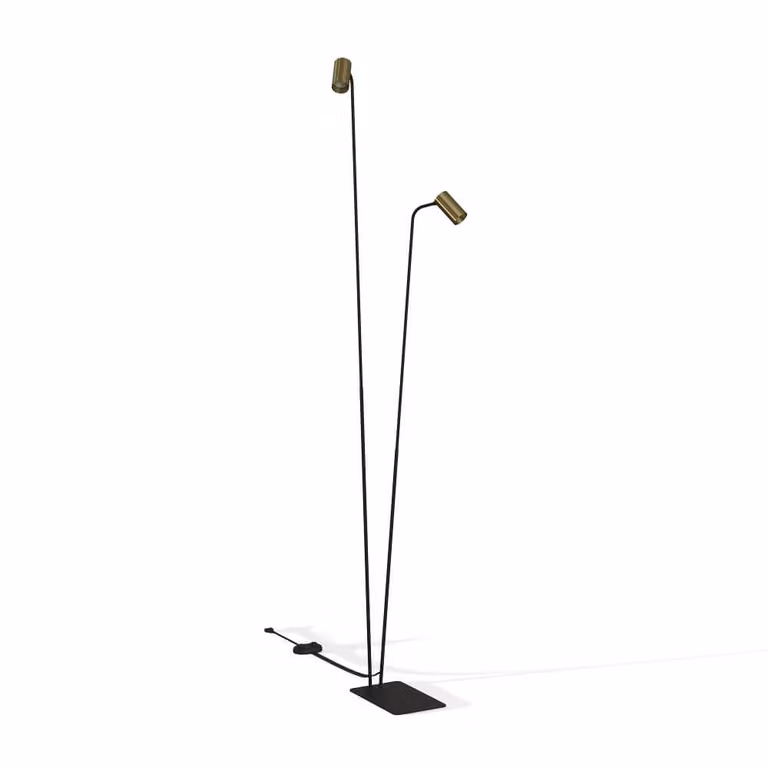 Lyora Landelijke vloerlamp Mono leeslamp goud/messing en zwart