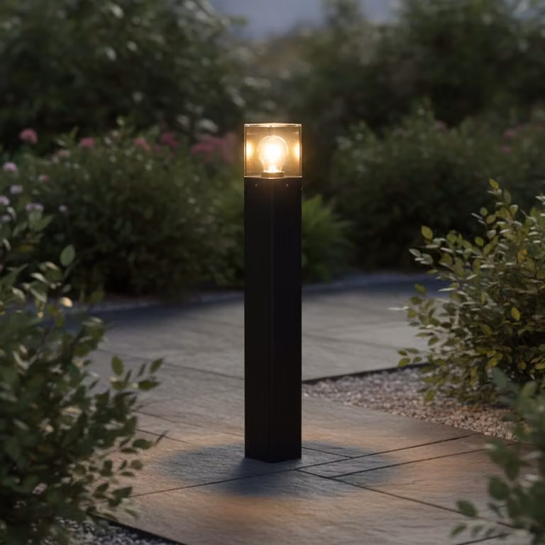 Lyora Design tuinlamp Selena vierkant padverlichting grijs/antraciet B: 9 cm, H: 65 cm, D: 9 cm
