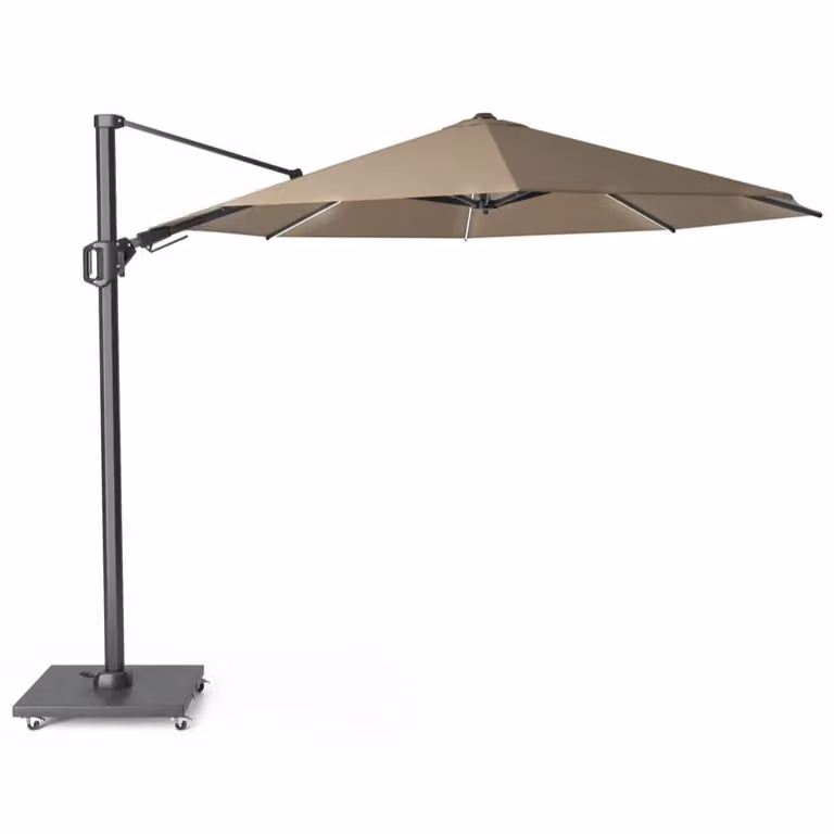 Platinum Challenger T² zweefparasol met ronde kap, Ø 350 cm, beige/bruin