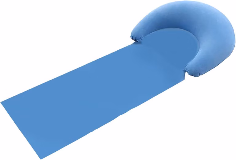 Ligmat Strandmat Luchtbed met Opblaasbaar Kussen - Lichtblauw - 160 x 70 cm