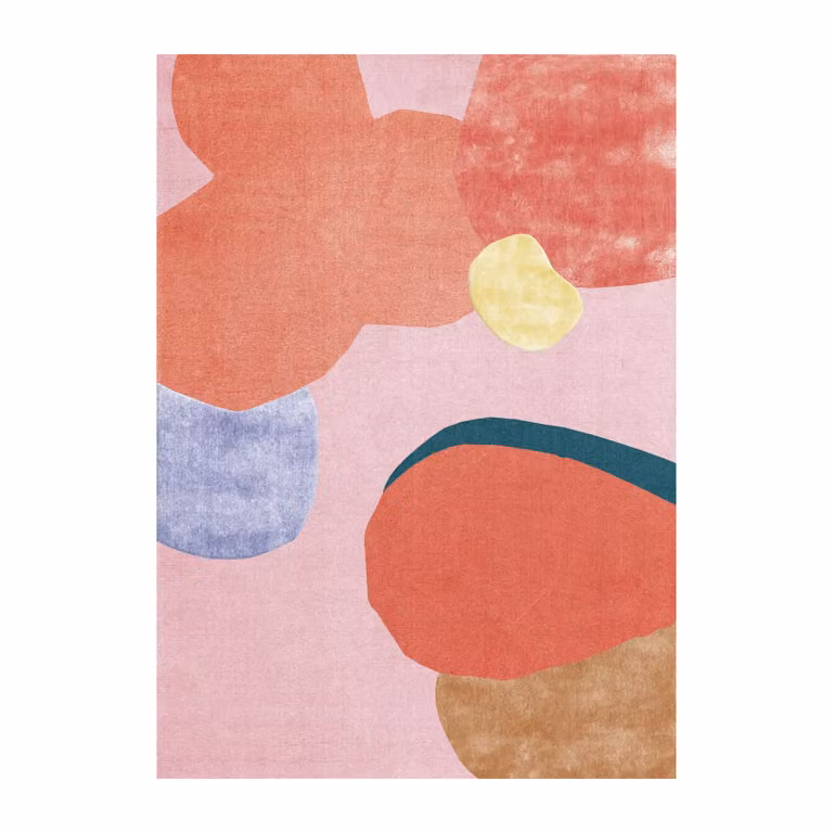Layered Flower Field wollen vloerkleed - Pink - B: 270 cm, D: 180 cm