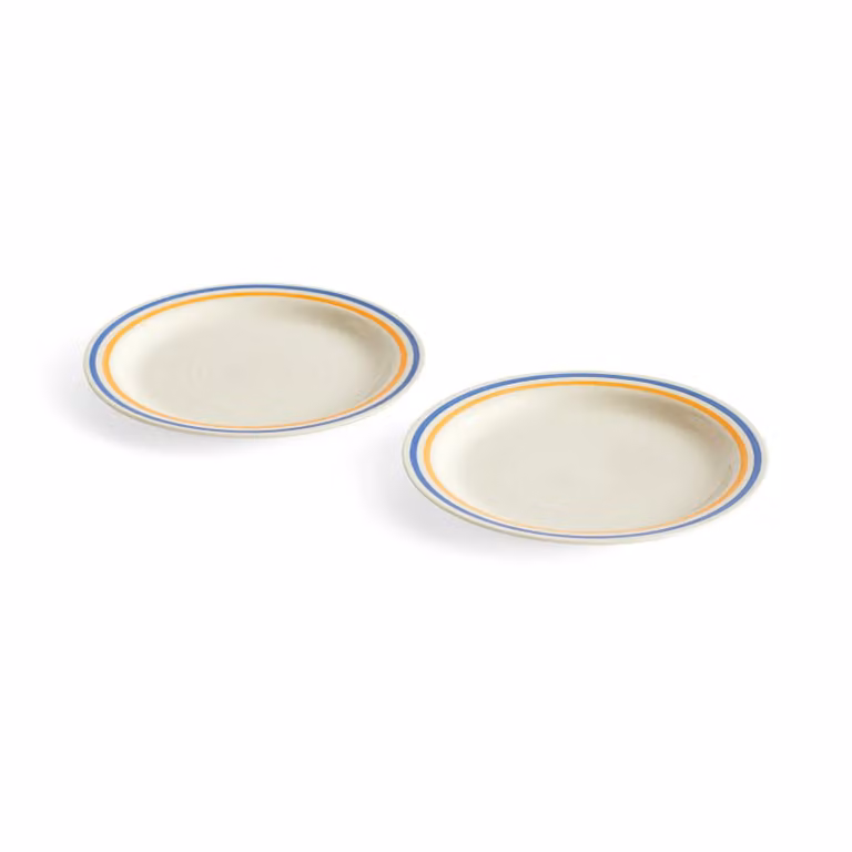 HAY Sobremesa Dinnerplate 2-pack Ceramic Blue-yellow Diameter: 24,5 cm