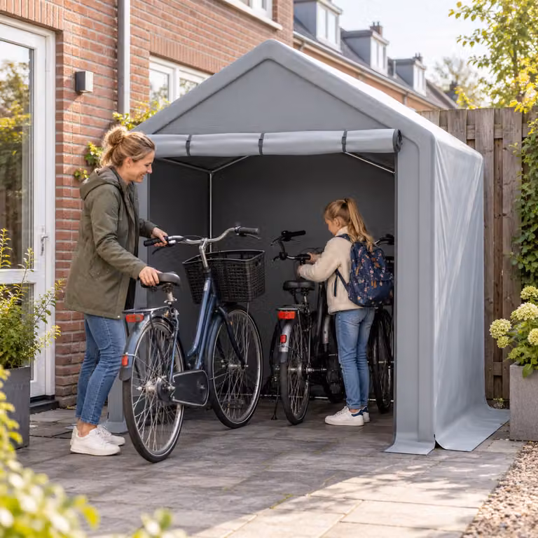 Aosom Fietsgarage met roldeur, donkergrijs