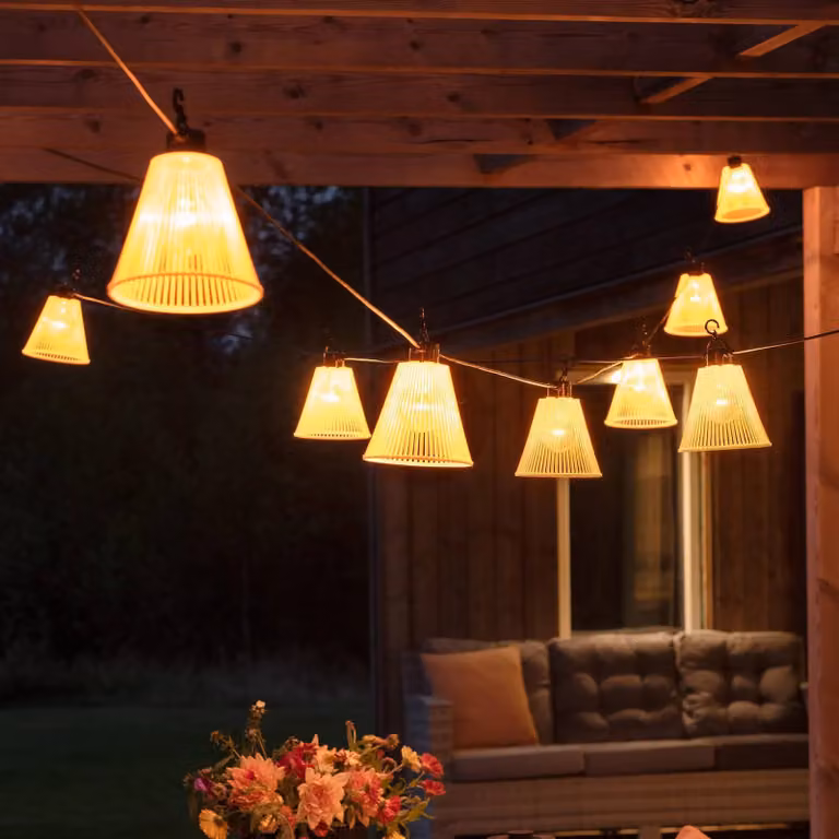 Konstsmide Lichtketting Biergarten basis set met kap, Geel, Dimbaar, LED, Kunststof