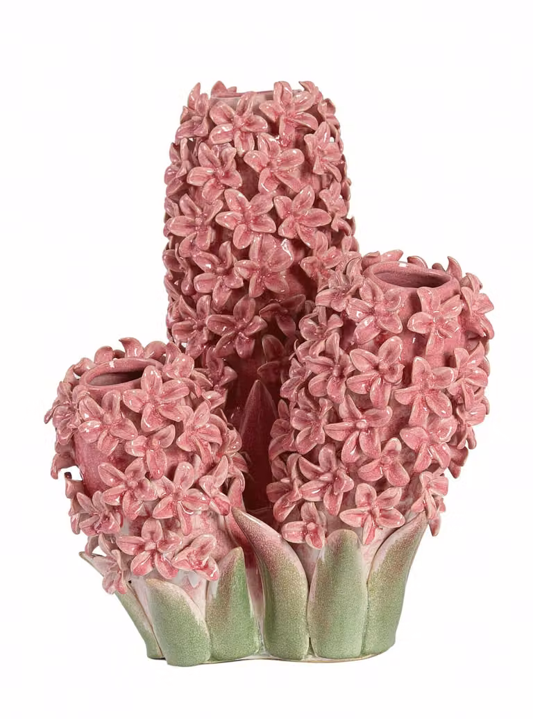 Light en Living Vaas Deco Flower Keramiek Roze Groen Blauw B: 32,0 cm, D: 32,0 cm, H: 41,0 cm