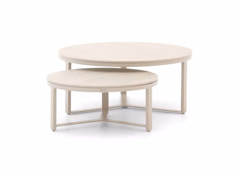 Bellagio Loungetafel Rond met Sintered Stone en Aluminium, Beige, Ø85 cm