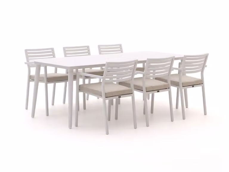 Bellagio Diningset voor 6 personen, modern aluminium tuinmeubelen in wit of beige