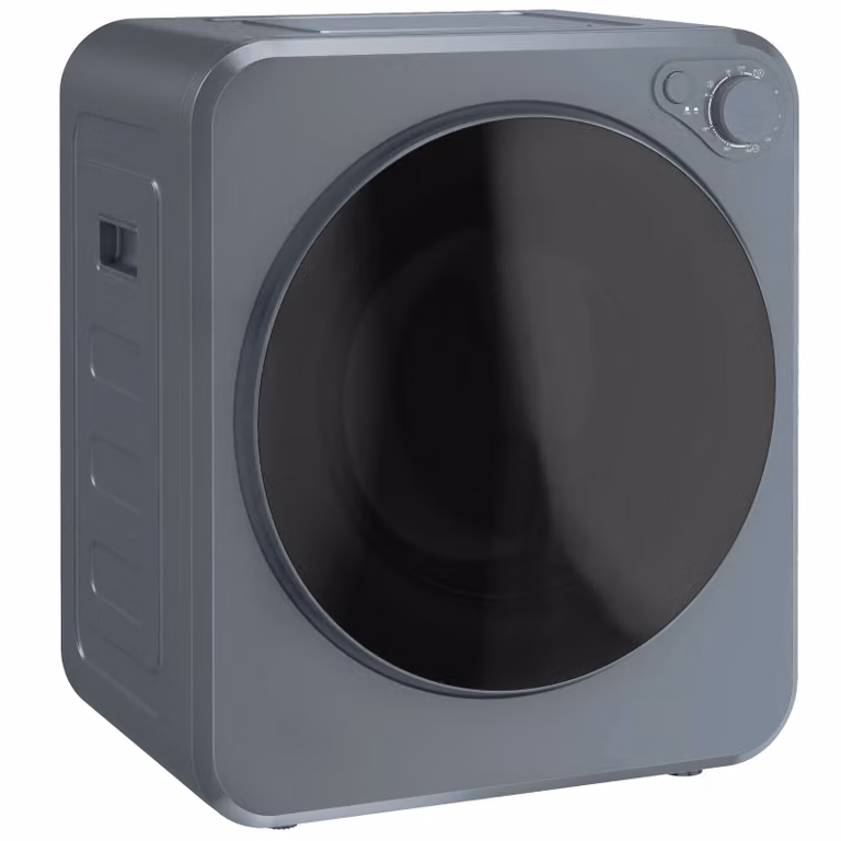 HOMCOM Mini wasdroger 4 kg, 5 programma's, tot 60 ℃, 800/400 W, afvoerdroger met RVS trommel, grijs