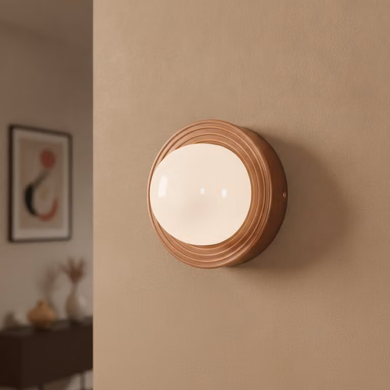 Lyora Wandlamp Orbique Karamel Modern Rond met Glas en Steen Ø 22 cm