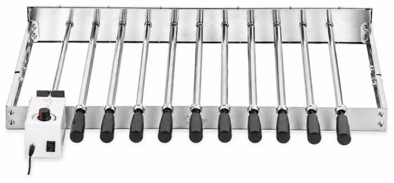 BBQ-Toro elektrische spieddraaier met 10 roestvrijstalen spiezen en motor, B: 70 cm, D: 27-40 cm