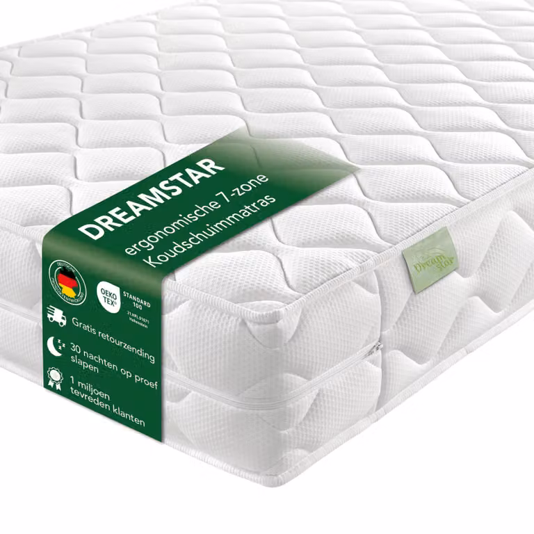 DREAMSTAR Ergo Flex Duo Ergonomisch Koudschuimmatras met 7 Zones, Dubbelzijdig, B/D/H: 120 x 200 x 16 cm