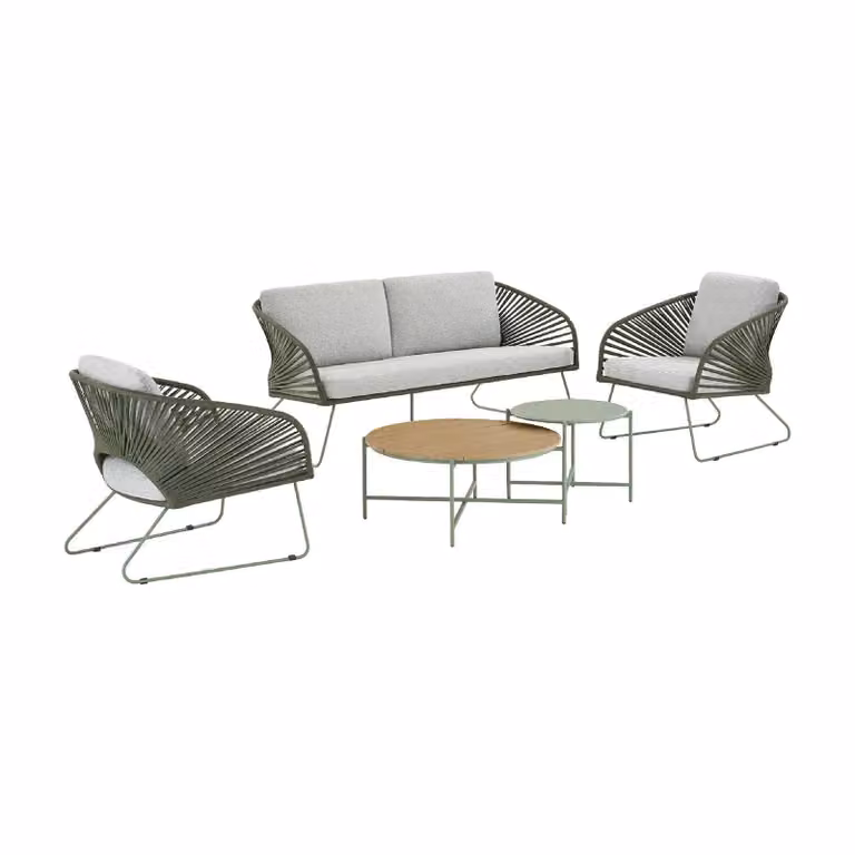 Nest of Nora Loungeset voor tuin en terras met kussens - Grijs Groen