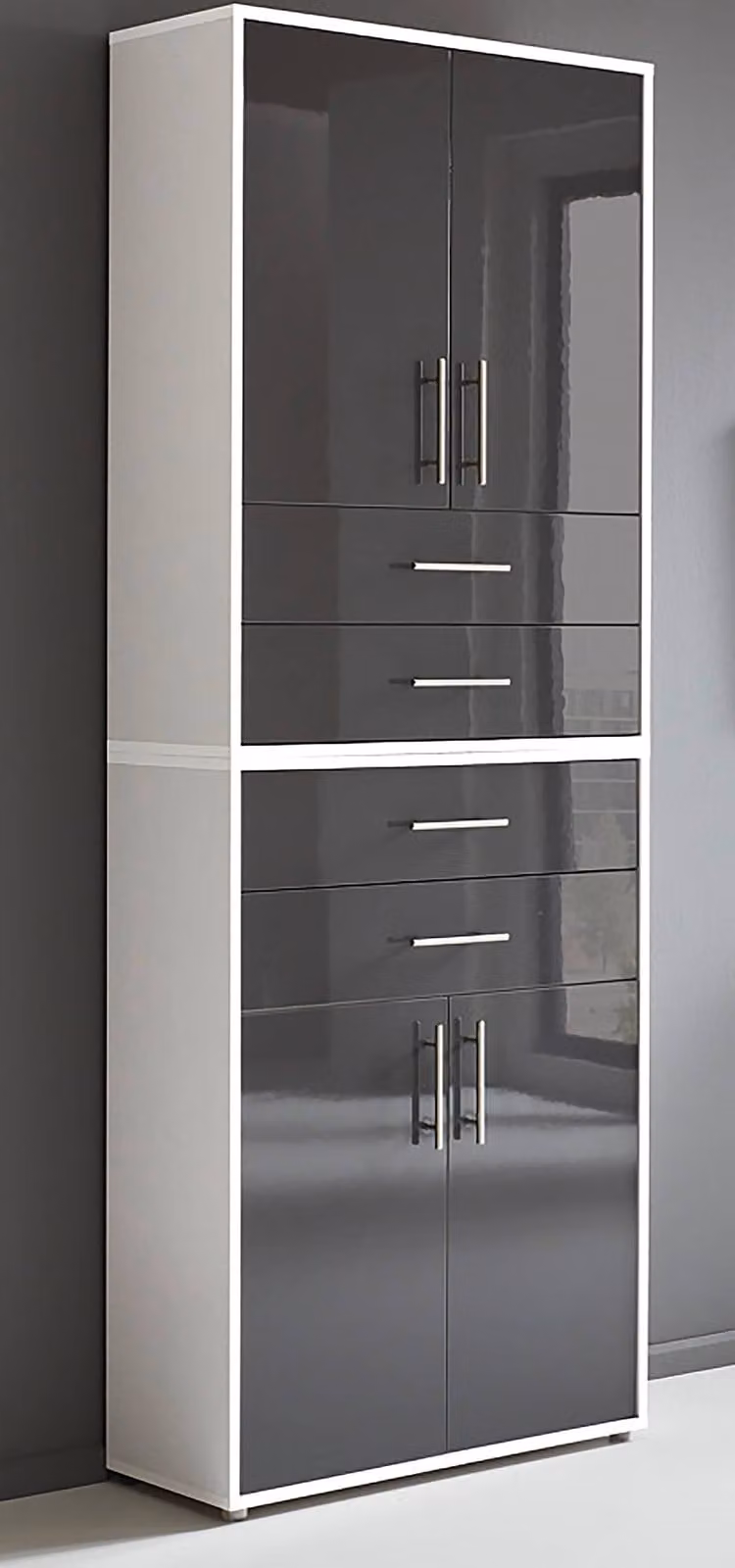 home24 Kastenset 2-delig Straight, wit/antracietkleurig/wit, B/D/H: 85 x 33 x 225 cm