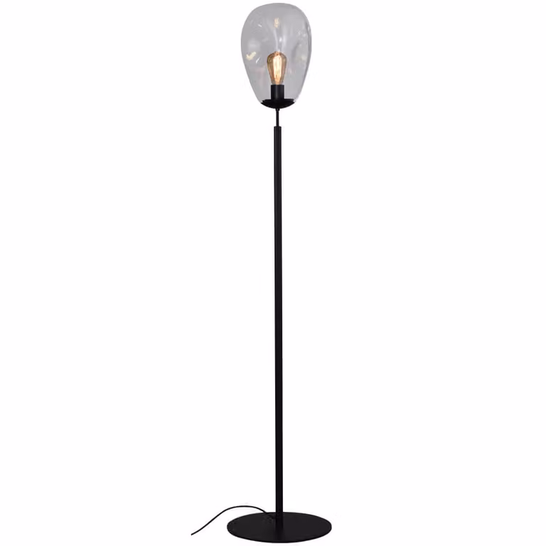 Masterlight Vloerlamp Lava met helder glas en zwart metaal, Ø 22,5 cm